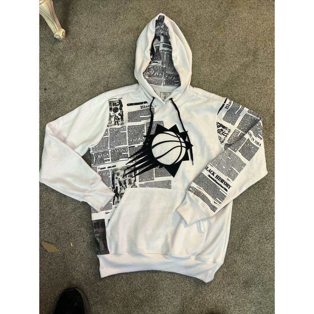 Fisll Large Phoenix Suns White Newspaper Print Hoodie